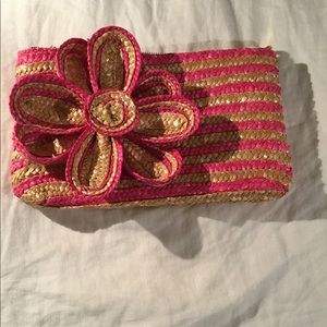 Cute pink and tan clutch bag